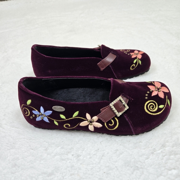Birkenstock Papillio Embroidered Velvet Flats Shoes EU 39 Purple Floral - Picture 5 of 6